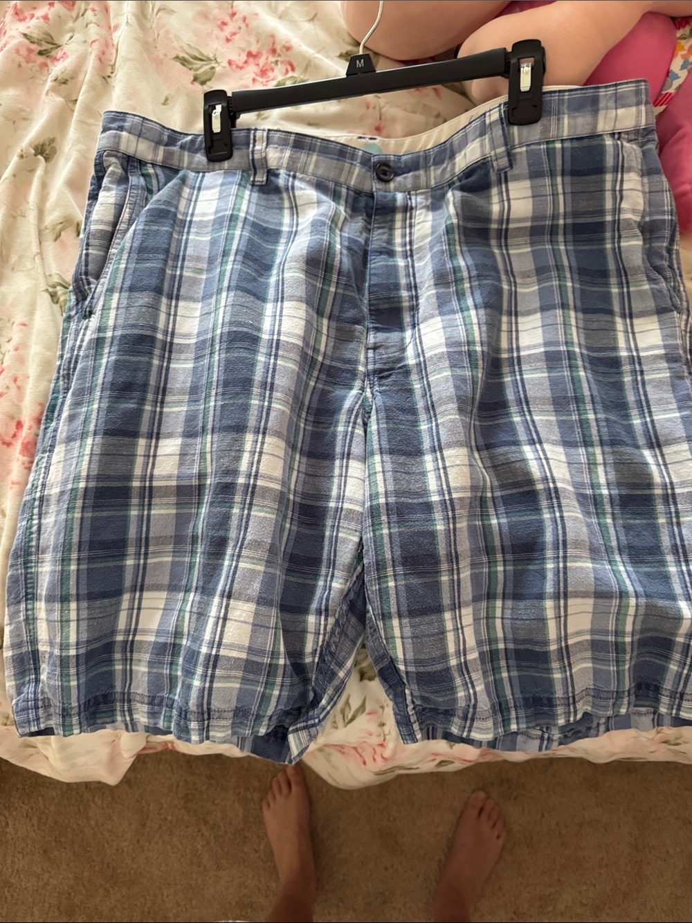 Tommy Bahama Blue and White Plaid Athletic Shorts